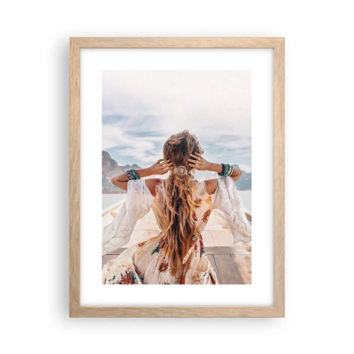 Poster in cornice rovere chiaro - In cammino verso la felicità - 30x40 cm