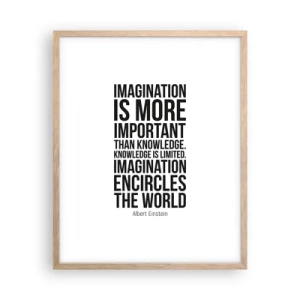 Poster in cornice rovere chiaro - Einstein sul potere dell'immaginazione - 40x50 cm