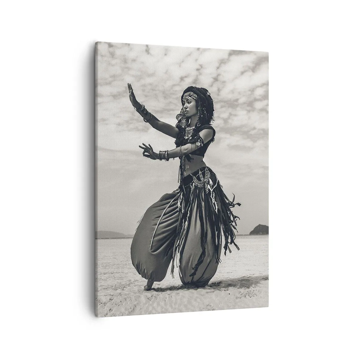 Quadro su tela - Stampe su Tela - Ballerina esotica sullo sfondo del deserto - 50x70cm - Il ballo delle isole del sud - Decorazione murale moderna per soggiorno e camera da letto ARTTOR