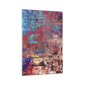 Quadro su vetro - Una composizione astratta con un mix di colori intensi. - 70x100cm - Memoria e dimenticanza - Decorazione murale moderna per soggiorno e camera da letto ARTTOR