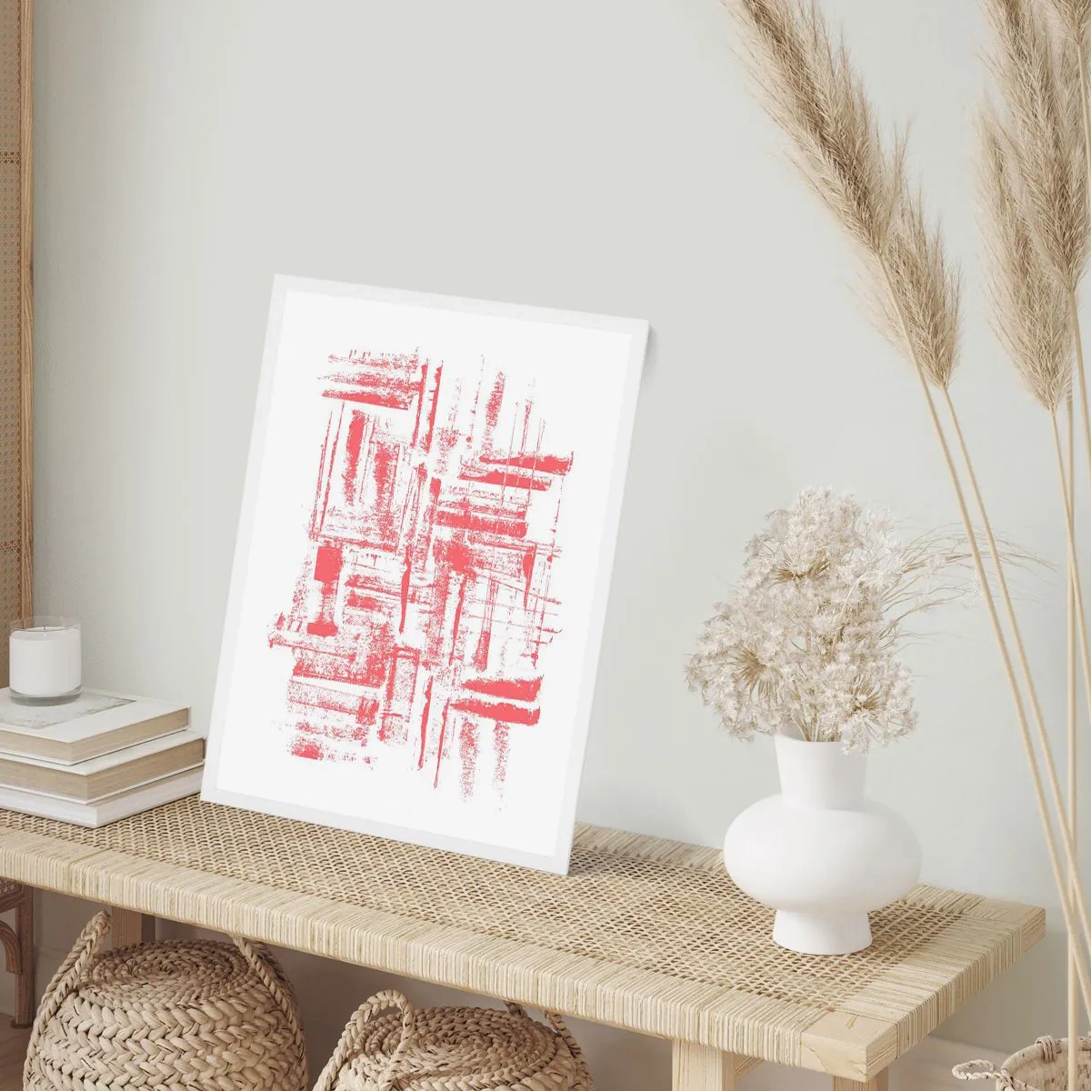 Poster in cornice bianca - Città rossa - 50x70 cm