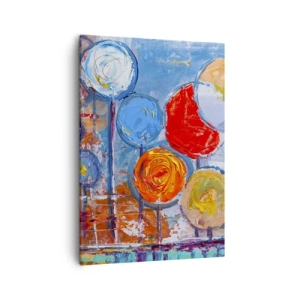 Quadro su tela - Stampe su Tela - Alberi astratti colorati su sfondo blu - 50x70cm - Qualcosa di straordinario - Decorazione murale moderna per soggiorno e camera da letto ARTTOR