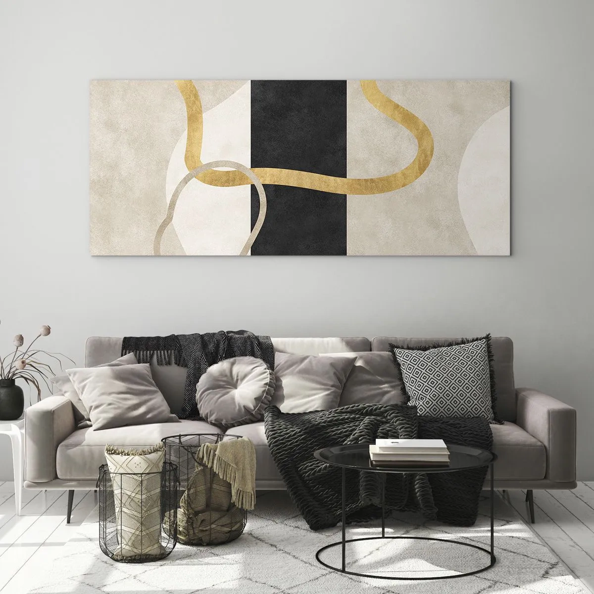 Quadro su vetro - Forme intrecciate - 100x40 cm