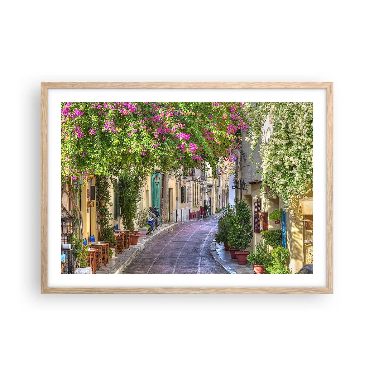 Poster in cornice rovere chiaro - Angolo fiorito - 70x50 cm