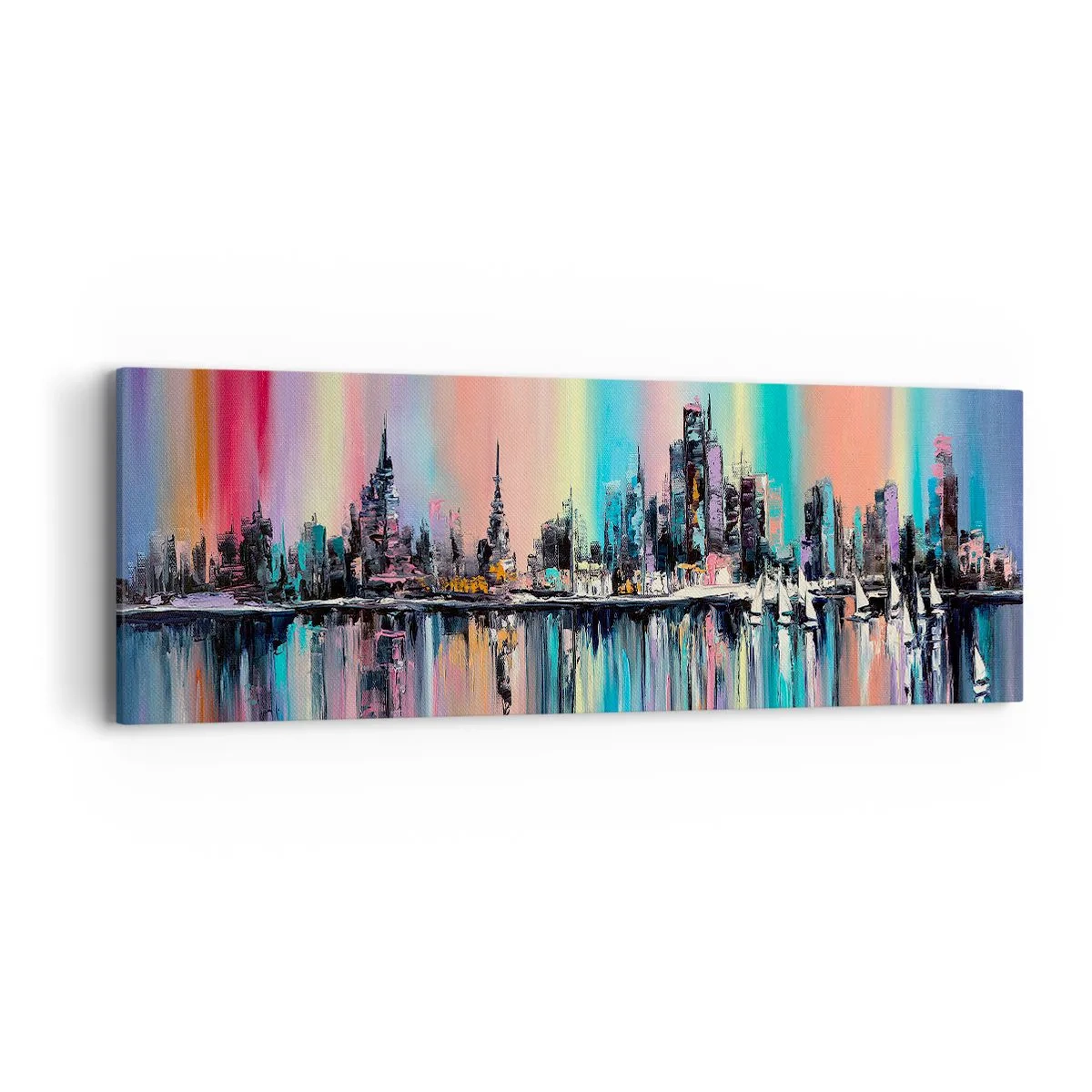 Quadro su tela - Stampe su Tela - Fluttuare alle luci della notte - 90x30 cm