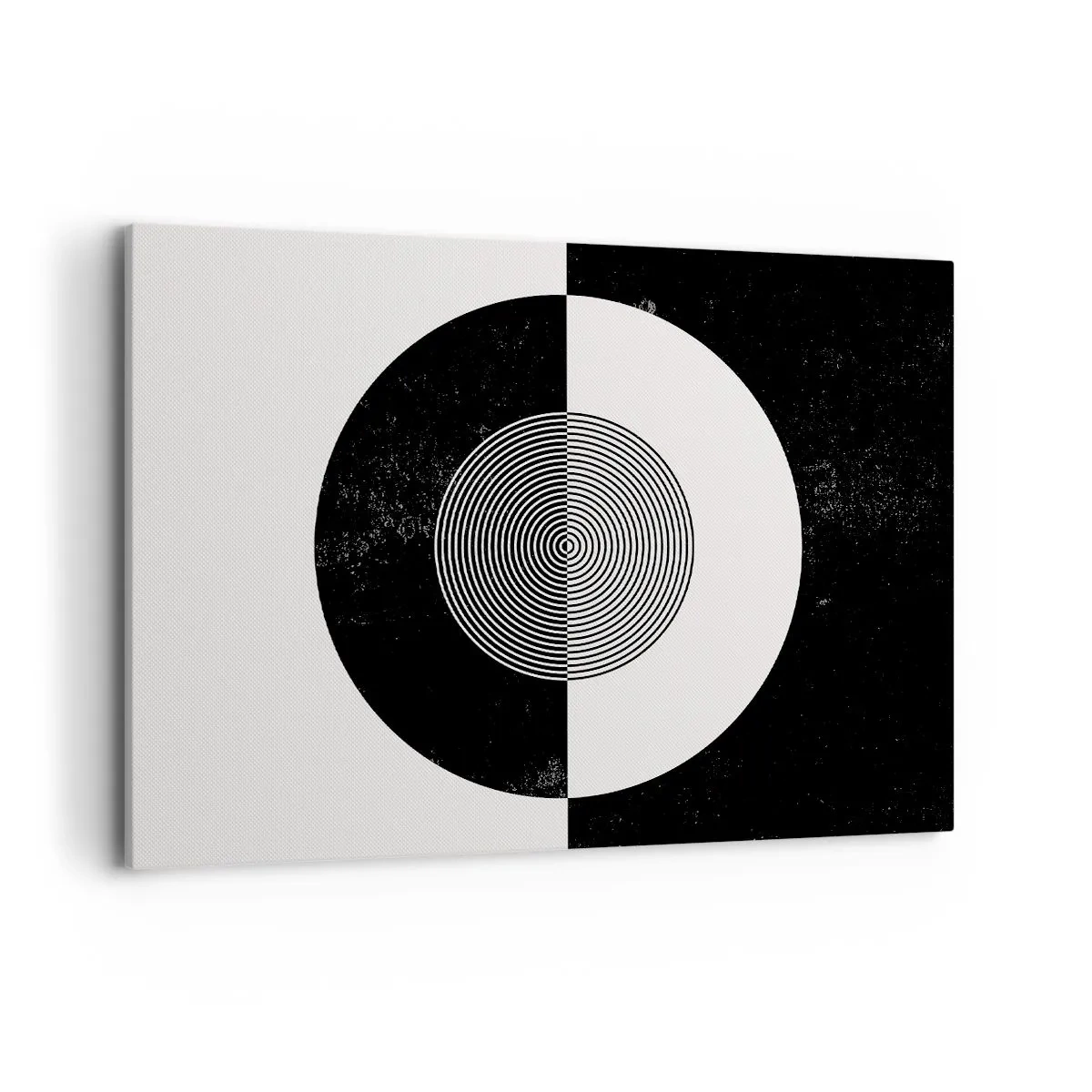 Quadro su tela - Stampe su Tela - Motivo grafico in bianco e nero a contrasto - 100x70cm - Armonia in bianco e nero - Decorazione murale moderna per soggiorno e camera da letto ARTTOR