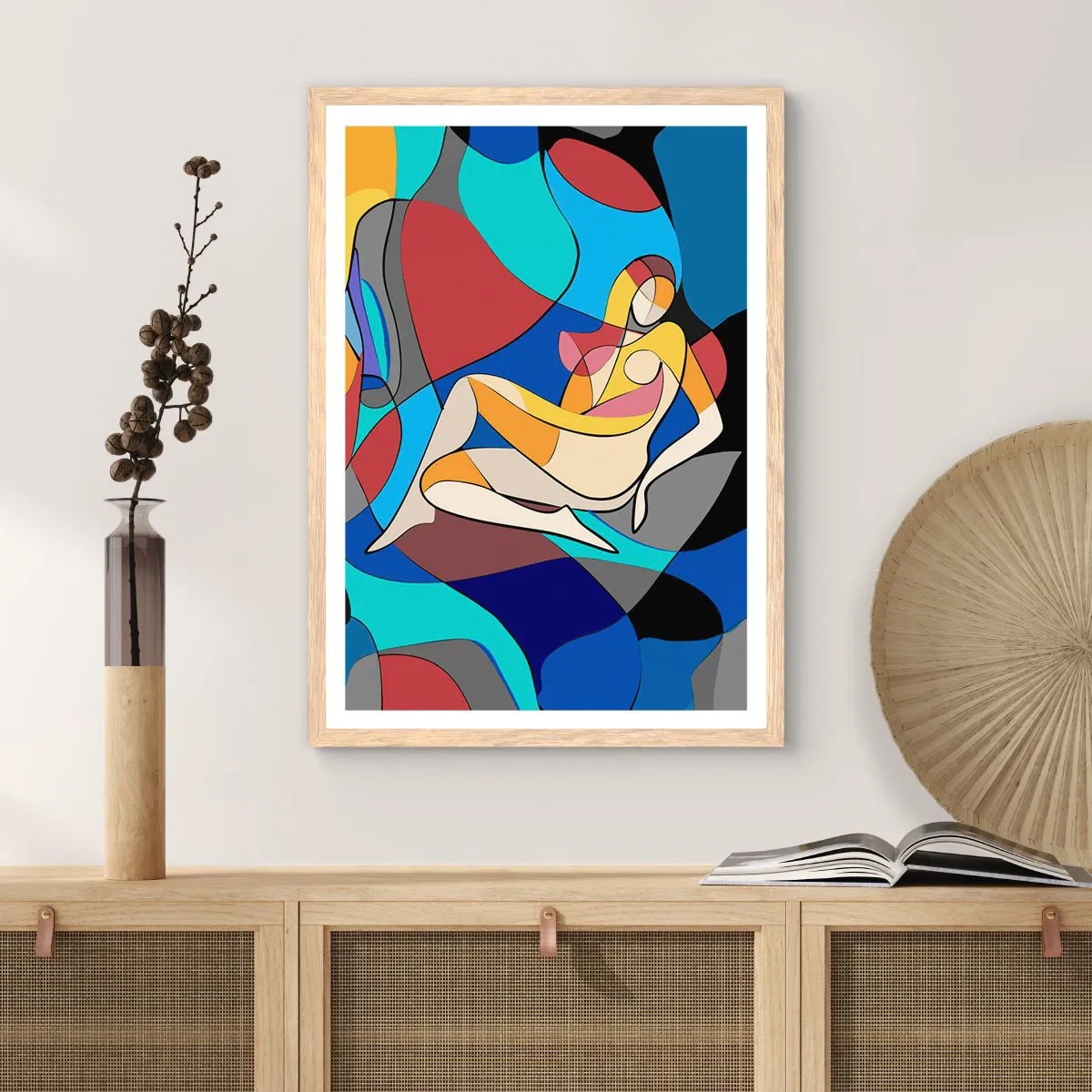 Poster in cornice rovere chiaro - Nudo cubista - 30x40 cm