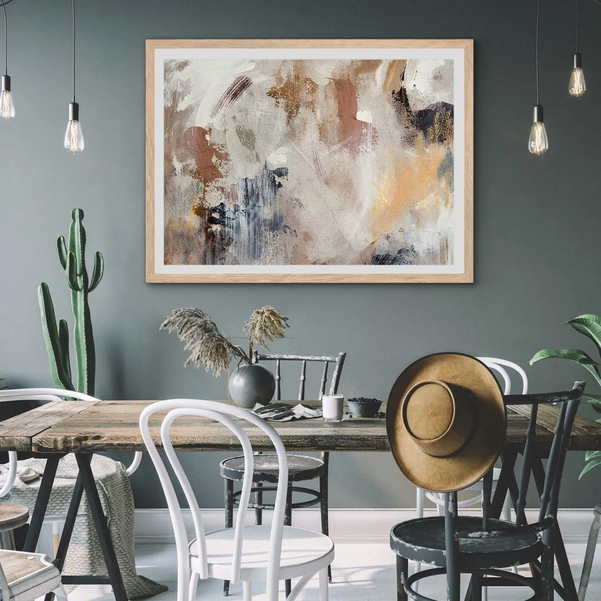 Poster in cornice rovere chiaro - Astrazione annebbiata - 50x40 cm