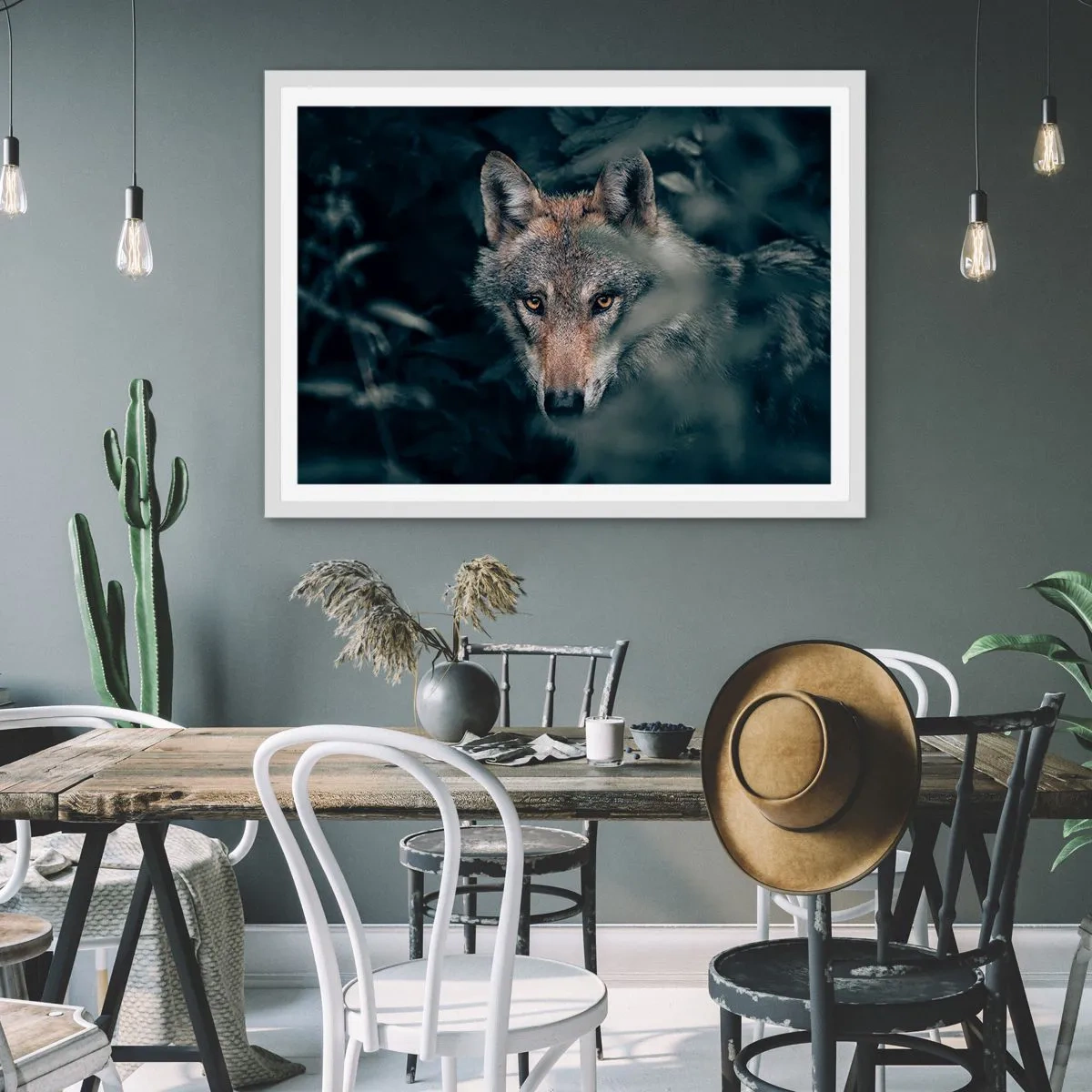 Poster in cornice bianca - Cacciatore - 100x70 cm