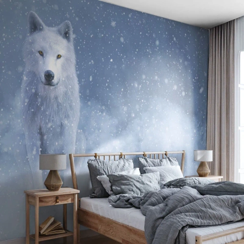 Fotomurali Autoadesivo Deluxe Sticker - Nello spirito dell'inverno - lupo Bianco, Animali, Inverno - 100x70 cm