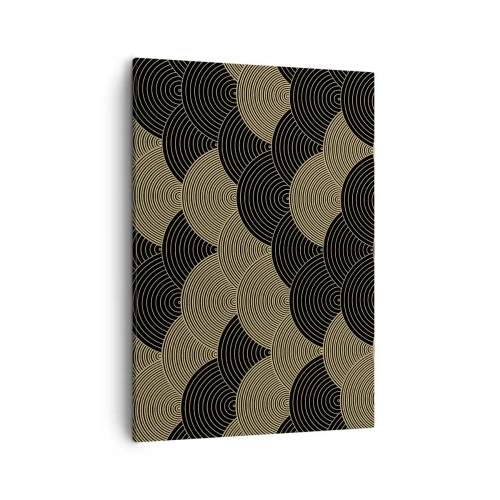 Quadro su tela - Stampe su Tela - Motivo Art Déco con semicerchi e linee dorate - 50x70cm - Unità nella molteplicità - Decorazione murale moderna per soggiorno e camera da letto ARTTOR