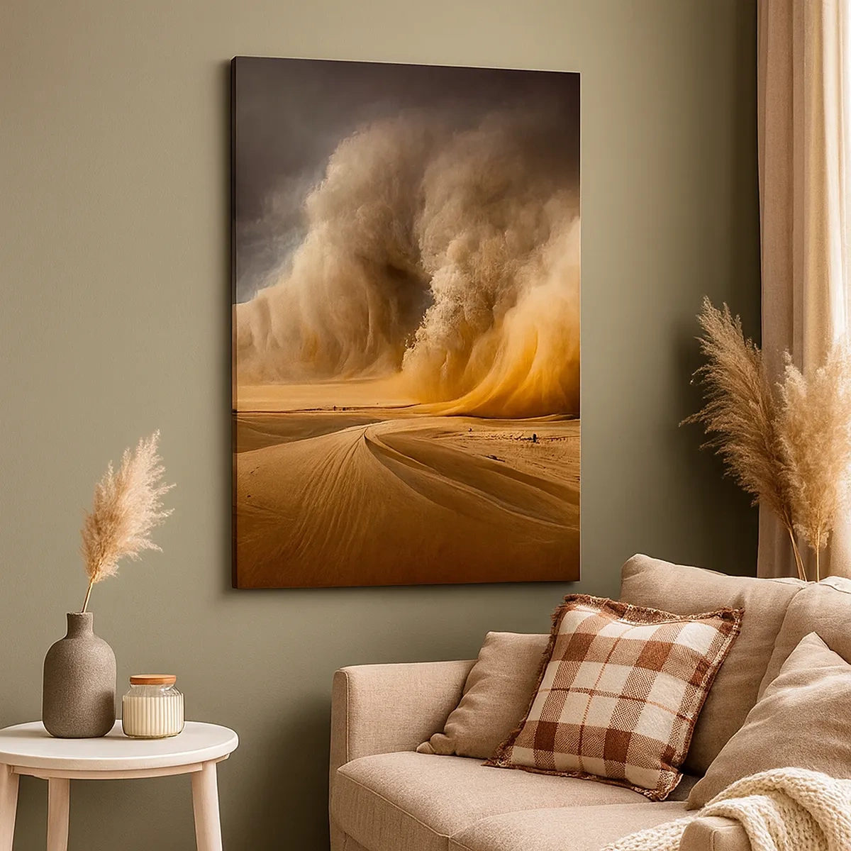 Quadro su tela - Stampe su Tela - Impressionante tempesta di sabbia nel deserto - 50x70cm - L'ira del deserto - Decorazione murale moderna per soggiorno e camera da letto ARTTOR
