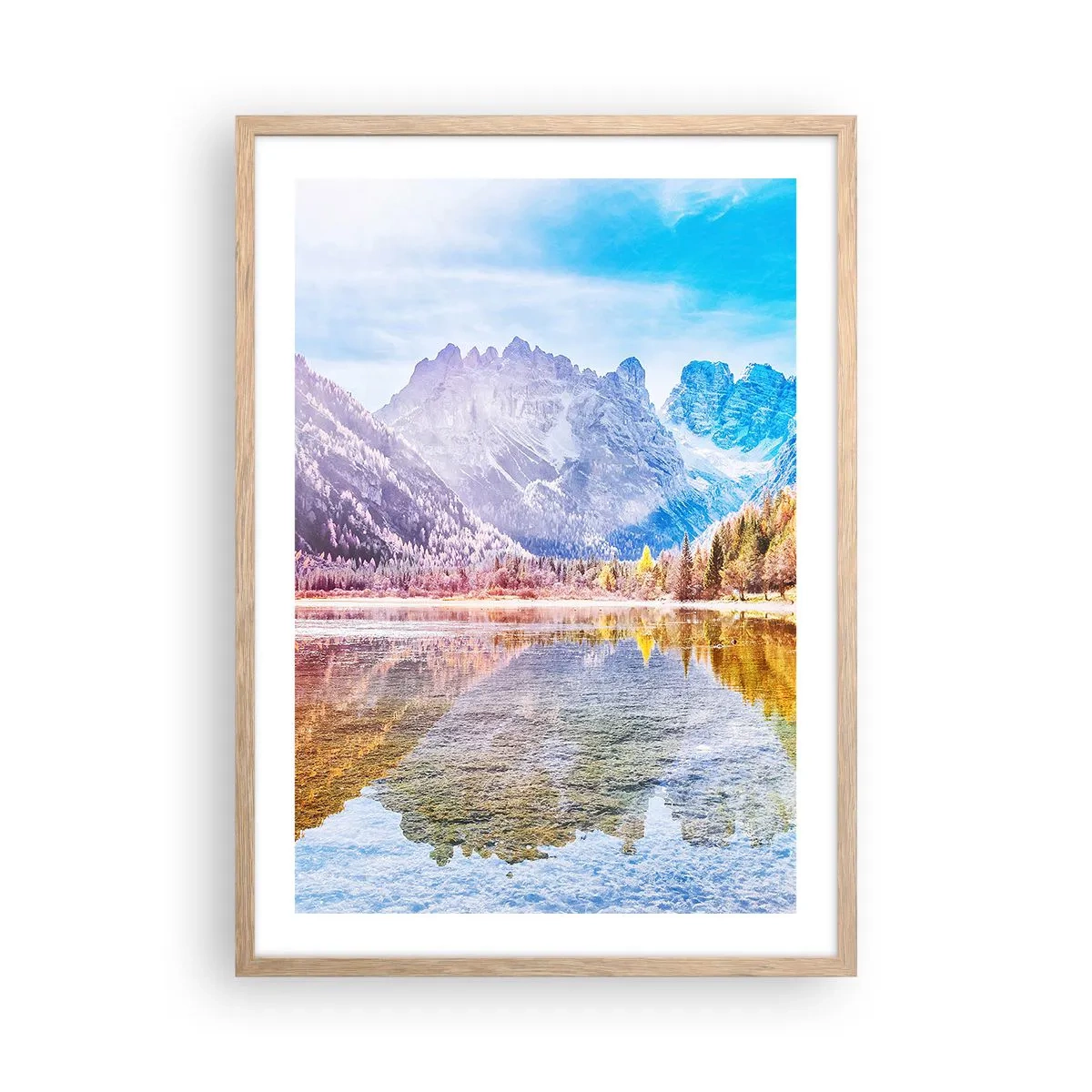 Poster in cornice rovere chiaro - E nei monti è già autunno - 50x70 cm