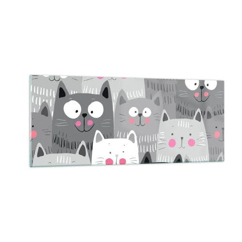 Quadro su vetro - Il mondo dei gatti - 100x40 cm
