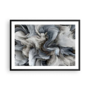 Poster in cornice nera - Vortice astratto nei toni del grigio e del blu - 70x50cm - Pietra in fiore - Decorazione murale moderna per soggiorno e camera da letto ARTTOR