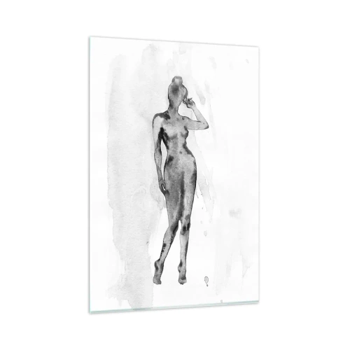 Quadro su vetro - Schizzo della silhouette di una donna in tonalità di grigio - 80x120cm - Studio di ideale di bellezza - Decorazione murale moderna per soggiorno e camera da letto ARTTOR