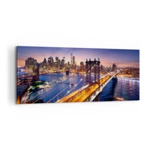 Quadro su tela - Stampe su Tela - Il ponte luminoso fino al cuore della città - 100x40 cm