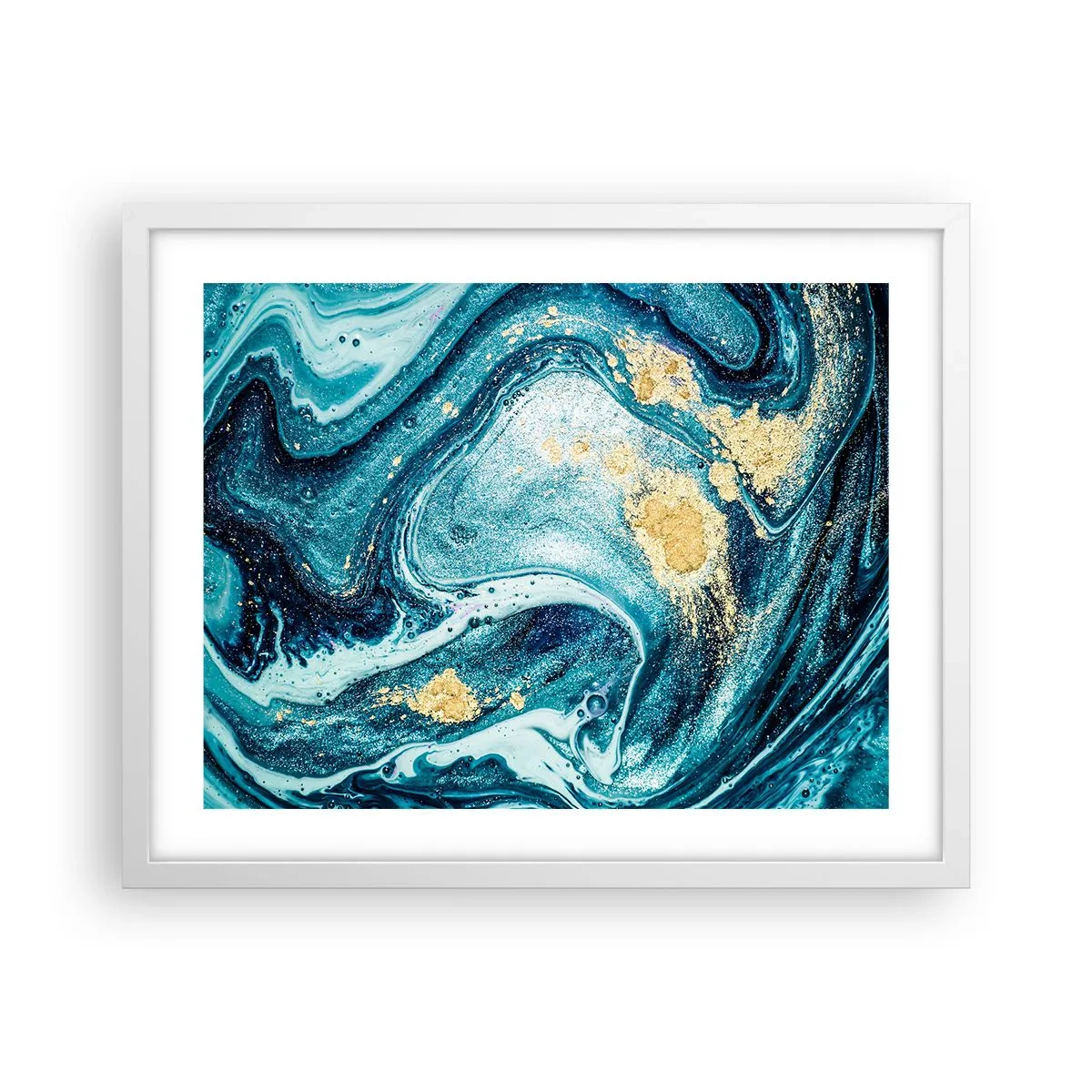 Poster in cornice bianca - Vortice blu - 50x40 cm