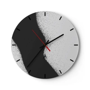 Orologio da parete - Orologio in Vetro - Astrazione in bianco e nero con una transizione graduale e un effetto granuloso - 30x30cm - Equilibrio fluido - Decorazione murale moderna per soggiorno, cucina e camera da letto ARTTOR