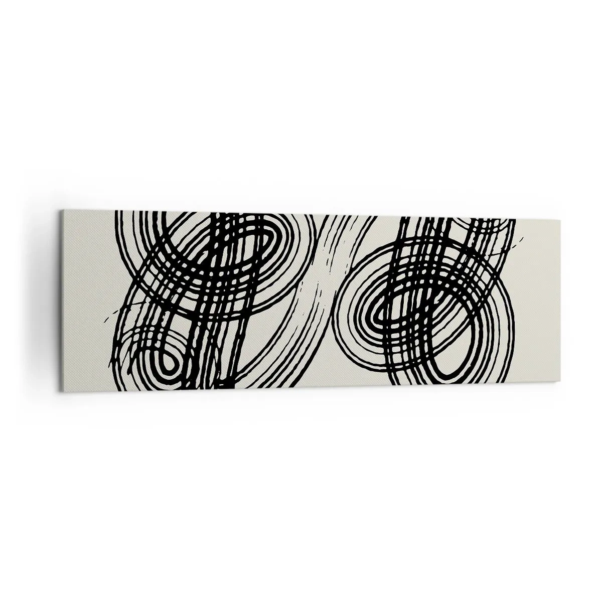 Quadro su tela - Stampe su Tela - Linee nere astratte su sfondo chiaro in stile avanguardista. - 160x50cm - In tutta spontaneità - Decorazione murale moderna per soggiorno e camera da letto ARTTOR