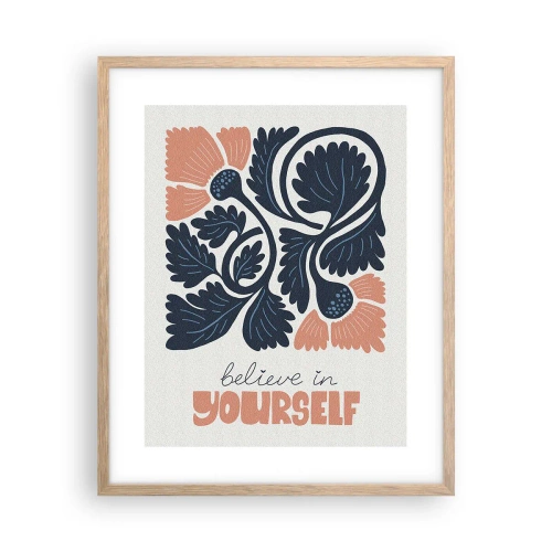 Poster in cornice rovere chiaro - E qui fiorisci - 40x50 cm