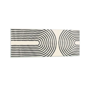 Quadro su vetro - Motivo geometrico astratto con linee simmetriche su sfondo chiaro - 140x50cm - Tra un attimo... - Decorazione murale moderna per soggiorno e camera da letto ARTTOR