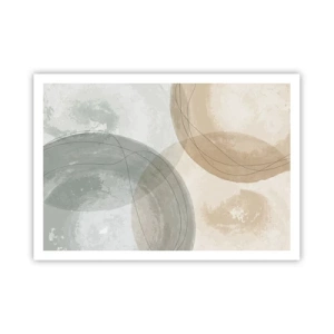 Poster - Composizione astratta in colori pastello con linee - 100x70cm - Compenetrazione di mondi - Decorazione murale moderna per soggiorno e camera da letto ARTTOR