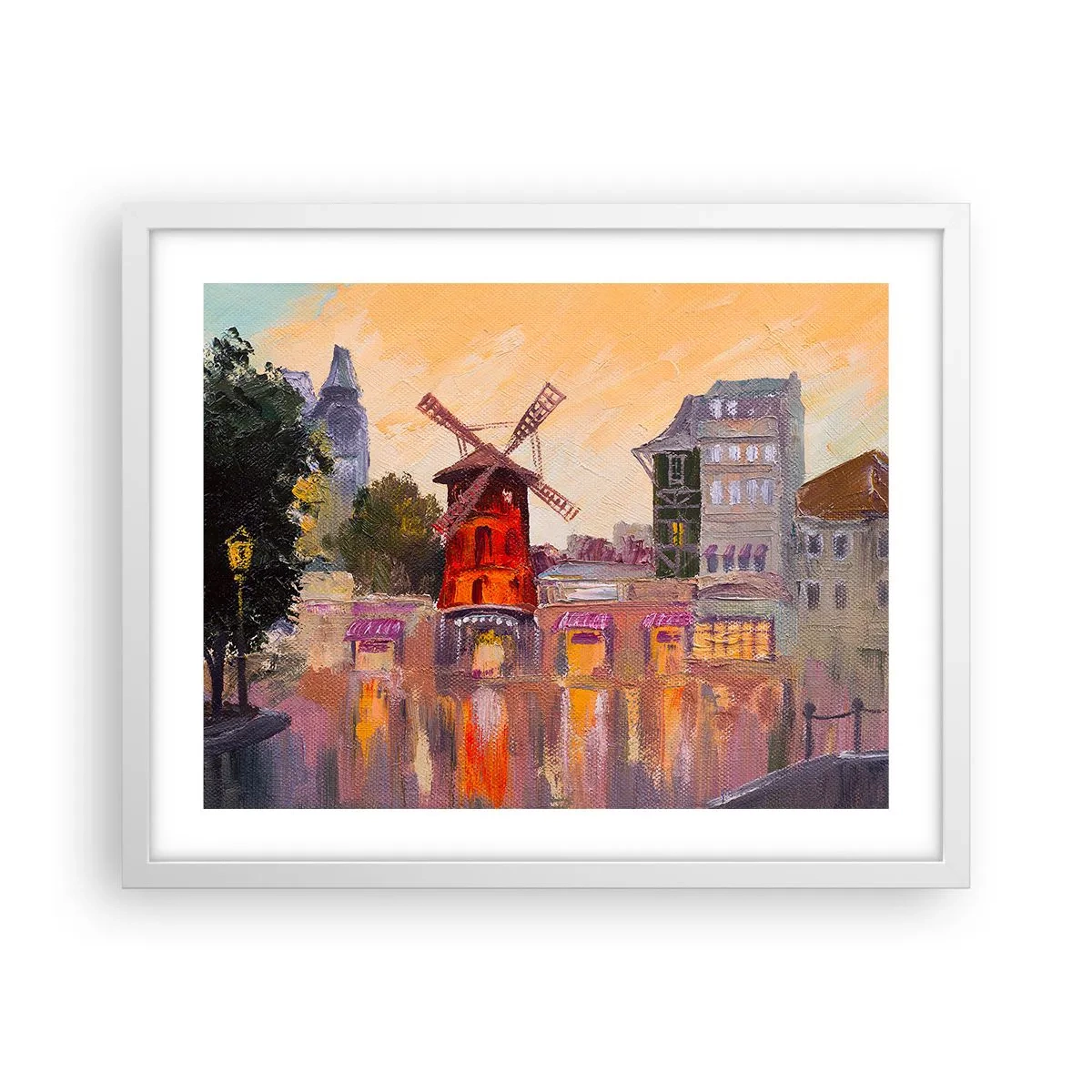 Poster in cornice bianca - Le icone di Parigi: il Moulin Rouge - 50x40 cm