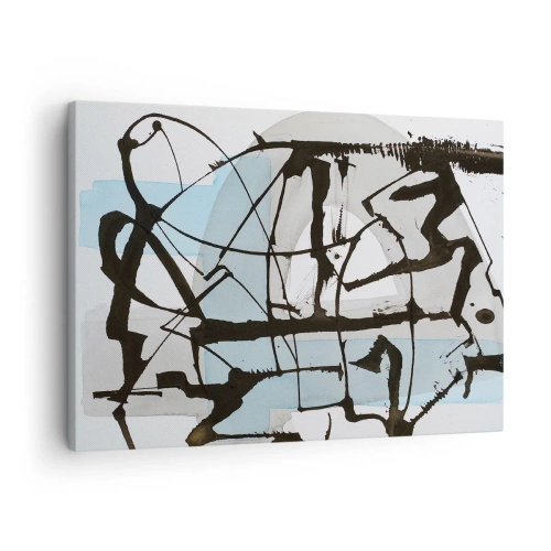 Quadro su tela - Stampe su Tela - Linee e forme astratte in blu e nero - 70x50cm - Blu nonostante tutto - Decorazione murale moderna per soggiorno e camera da letto ARTTOR