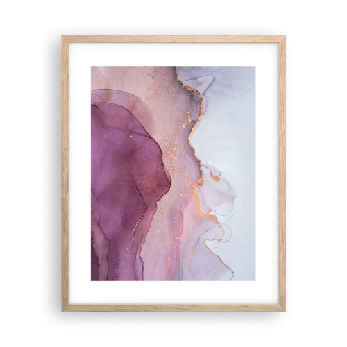 Poster in cornice rovere chiaro - Onde di lilla e viola - 40x50 cm