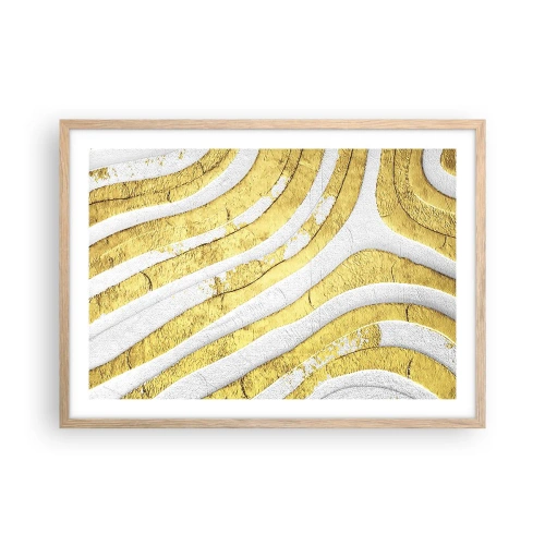 Poster in cornice rovere chiaro - Composizione in bianco e oro - 70x50 cm