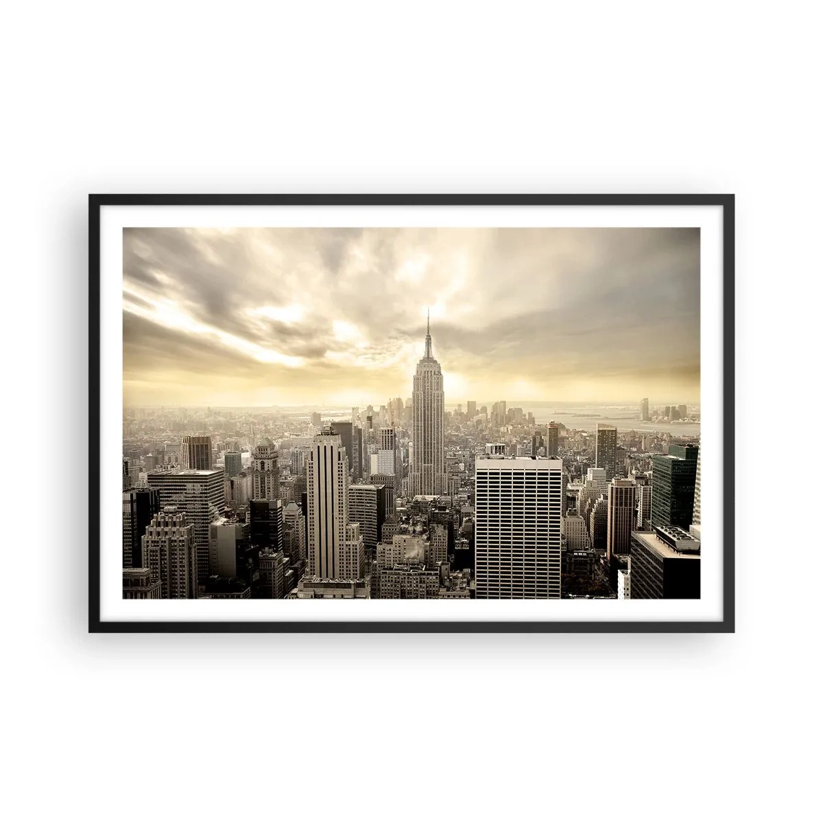 Poster in cornice nera - New York in grigio - 91x61 cm
