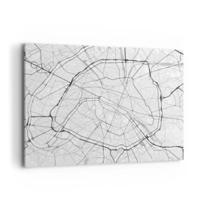 Quadro su tela - Stampe su Tela - Mappa della città minimalista in bianco e nero - 100x70cm - Il fiore di Parigi - Decorazione murale moderna per soggiorno e camera da letto ARTTOR