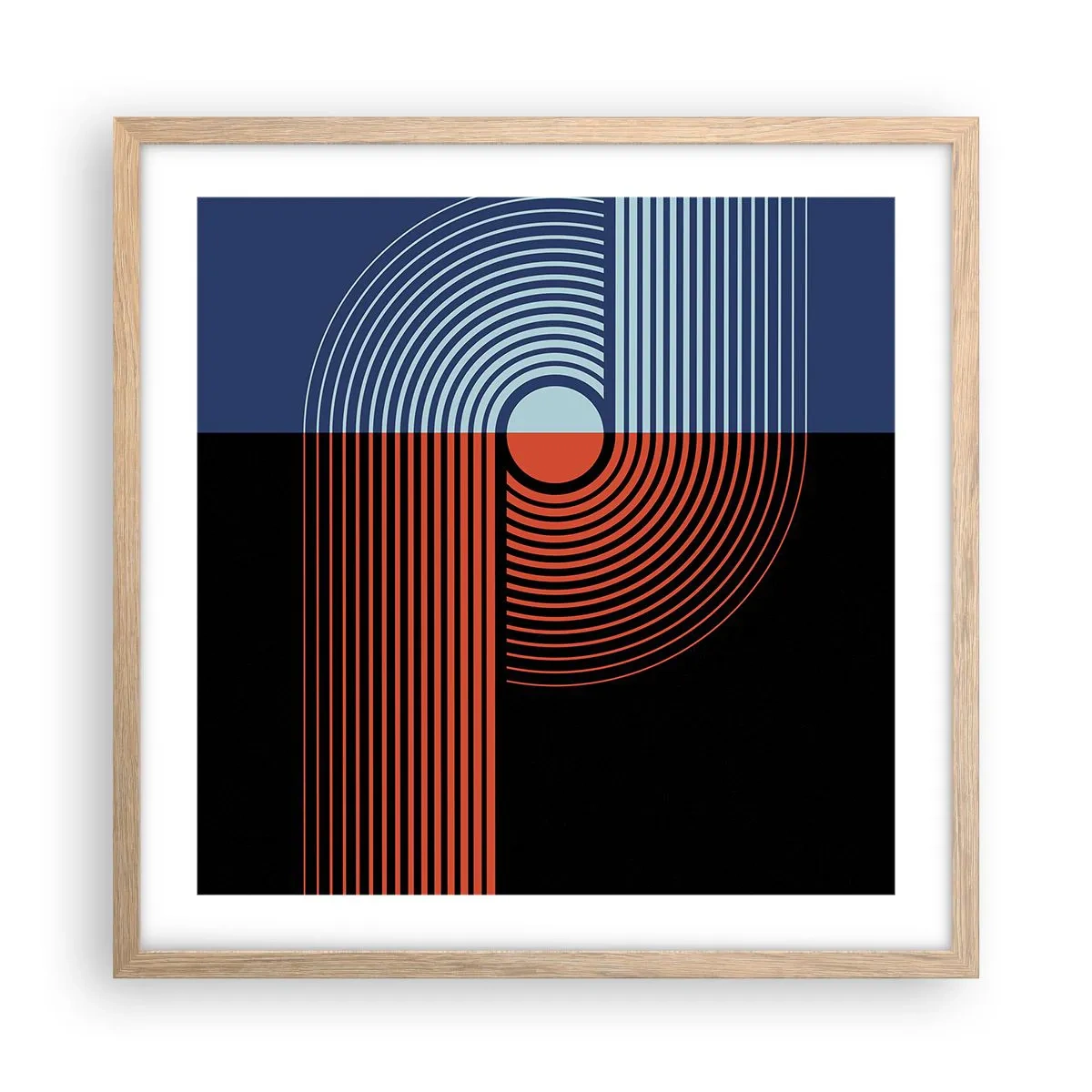 Poster in cornice rovere chiaro - Nell'abbraccio geometrico - 50x50 cm