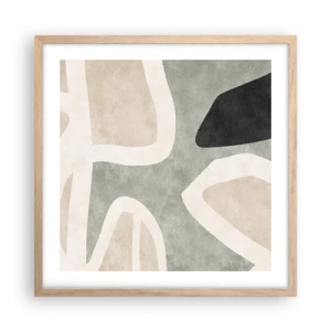 Poster in cornice rovere chiaro - Composizione con motivi in nero - 50x50 cm