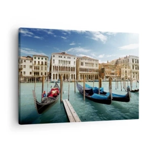 Quadro su tela - Stampe su Tela - Venezia con gondole e palazzi contro il cielo - 70x50cm - Palazzi nel blu - Decorazione murale moderna per soggiorno e camera da letto ARTTOR