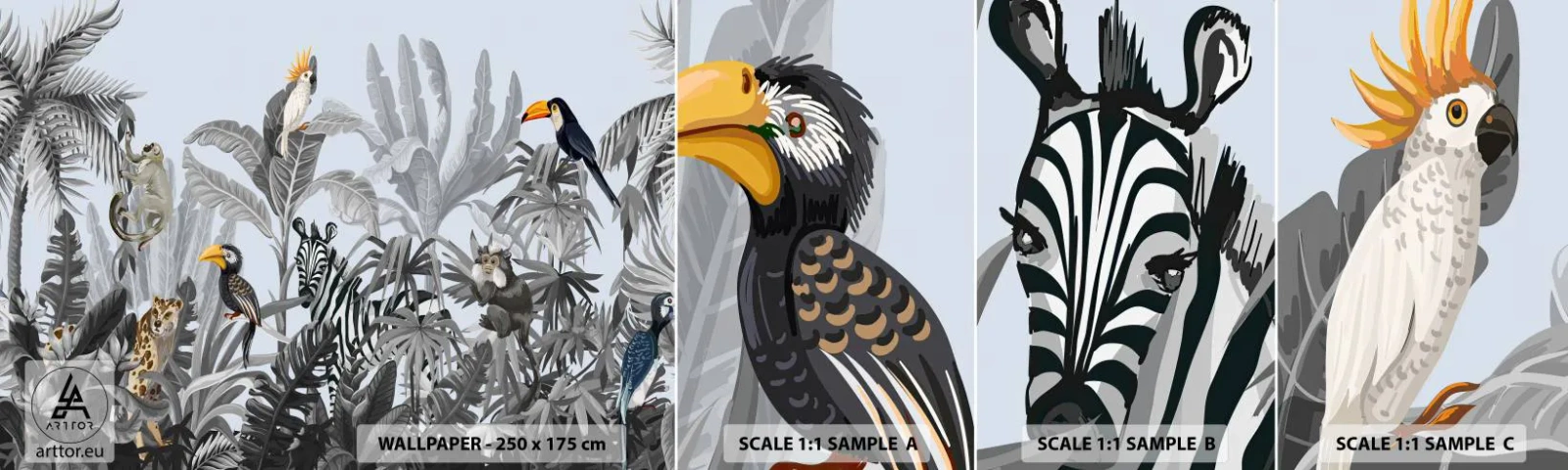 Campione Di Fotomurale Standard Eco - Favola africana - Astrazione, Giungla, Animali - 100x30 cm