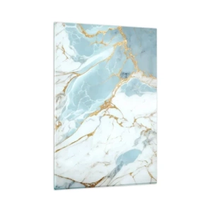 Quadro su vetro - Motivi in marmo blu e bianco con venature dorate aggiunte - 80x120cm - La ricchezza della pietra - Decorazione murale moderna per soggiorno e camera da letto ARTTOR