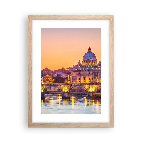 Poster in cornice rovere chiaro - Tramonto sulla Città Eterna - 30x40 cm