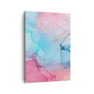 Quadro su tela - Stampe su Tela - Motivi pastello astratti con accenti dorati - 50x70cm - Incontro e compenetrazione - Decorazione murale moderna per soggiorno e camera da letto ARTTOR