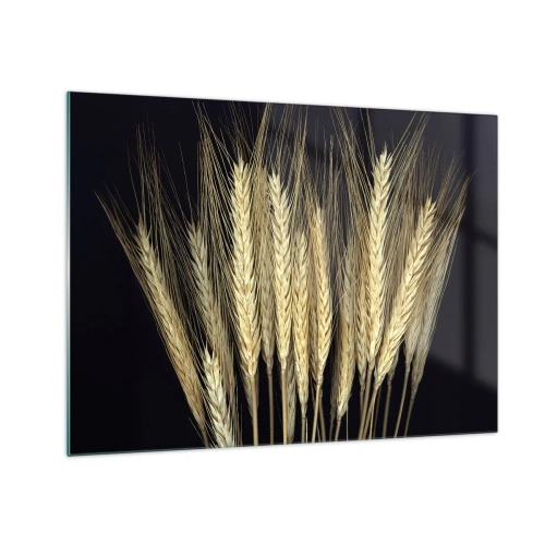 Quadro su vetro - Grana dai toni caldi su sfondo nero - 70x50cm - Magia rustica - Decorazione murale moderna per soggiorno e camera da letto ARTTOR