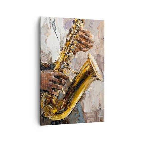 Quadro su tela - Stampe su Tela - Un musicista che suona il sassofono in uno stile artistico - 80x120cm - Tempo di assolo - Decorazione murale moderna per soggiorno e camera da letto ARTTOR