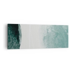 Quadro su tela - Stampe su Tela - Una delicata composizione astratta nelle tonalità del verde, con forme delicate su uno sfondo chiaro. - 140x50cm - Incontro con la nebbia - Decorazione murale moderna per soggiorno e camera da letto ARTTOR