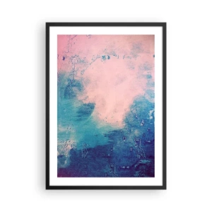 Poster in cornice nera - Composizione astratta nei toni del blu e del rosa - 50x70cm - Abbracci nel blu - Decorazione murale moderna per soggiorno e camera da letto ARTTOR