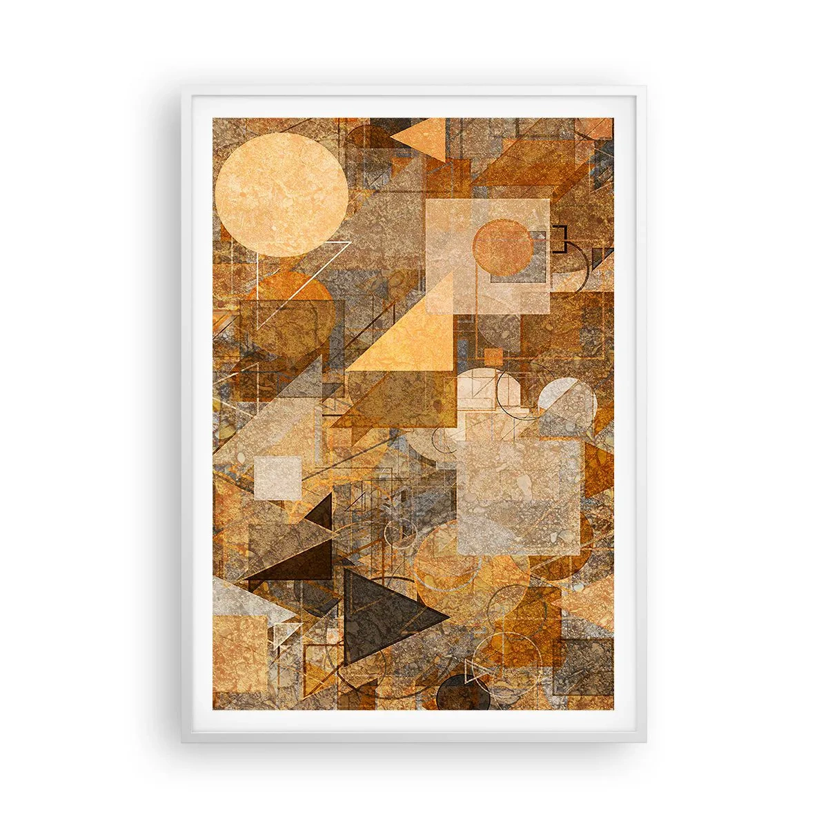 Poster in cornice bianca - Studio cubista in marrone - 70x100 cm