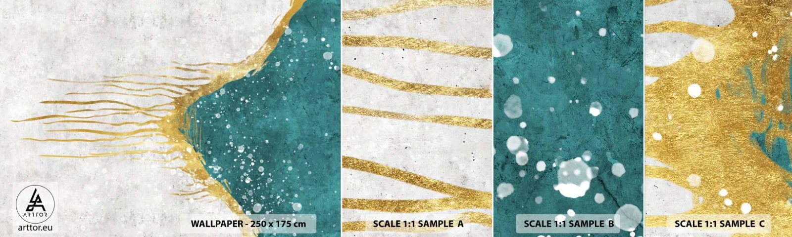 Campione di Fotomurale Adesivo Deluxe Sticker - Flusso dorato - Minimalismo, Art Deco, Pezzo - 100x30 cm