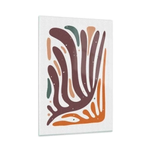 Quadro su vetro - Motivo organico con linee luminose in tonalità calde - 80x120cm - Composizione organica raggiante - Decorazione murale moderna per soggiorno e camera da letto ARTTOR