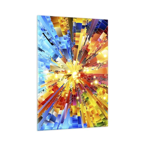 Quadro su vetro - Un'esplosione dinamica di colori e luci - 80x120cm - In medias res - Decorazione murale moderna per soggiorno e camera da letto ARTTOR