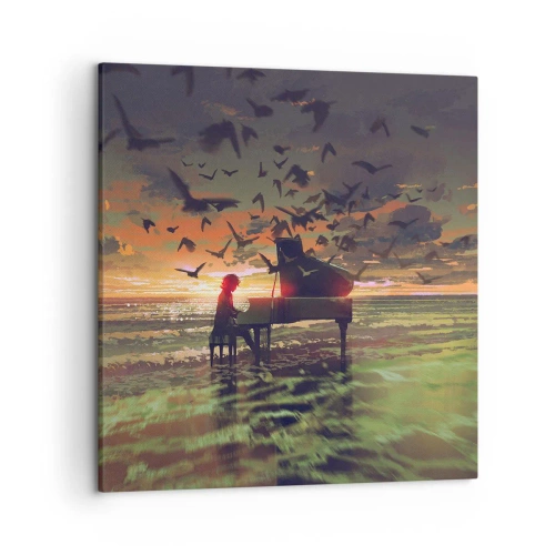 Quadro su tela - Stampe su Tela - Concerto per pianoforte e onde - 50x50 cm