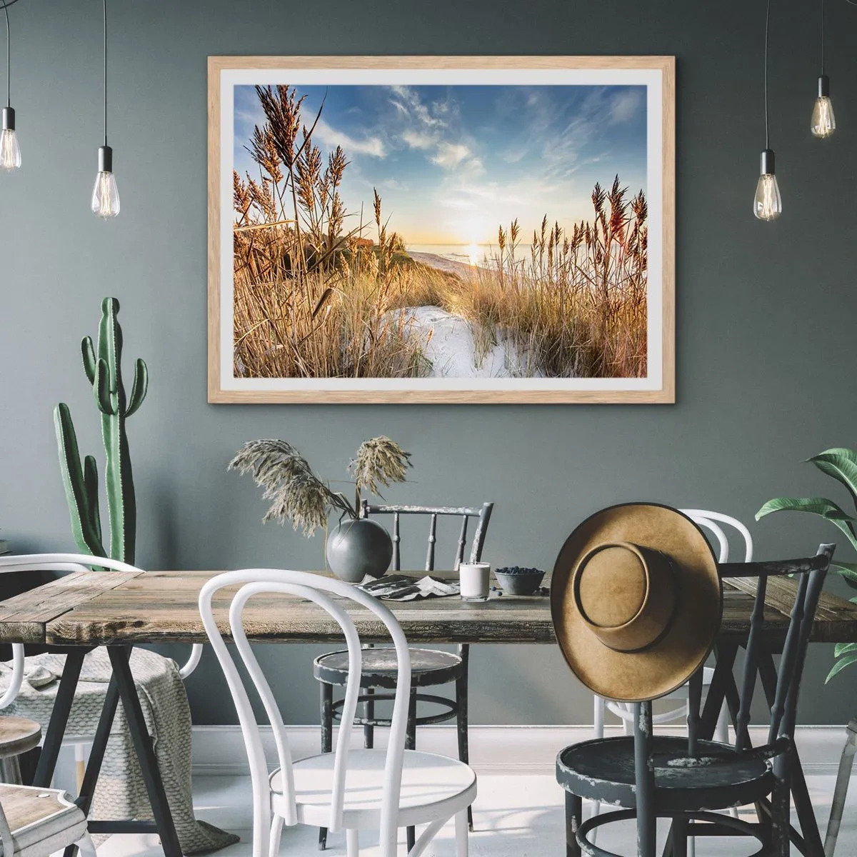 Poster in cornice rovere chiaro - Spiaggia del nord - 100x70 cm